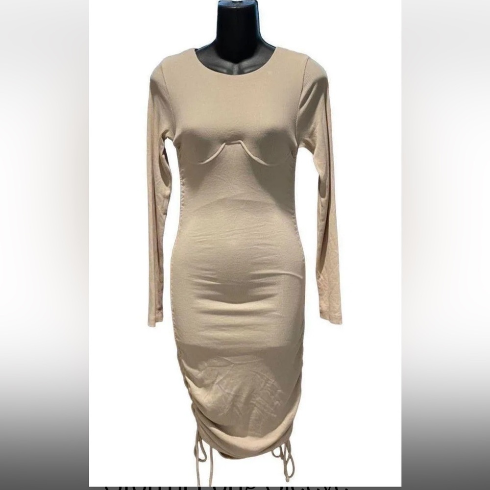 Princess Polly Beige Stormi Long Sleeve Mini Dress